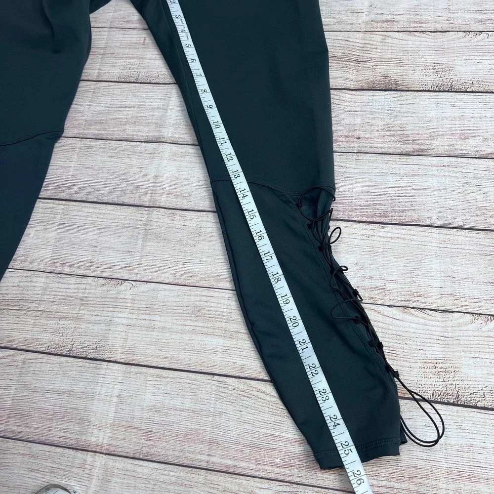 NWT Demi Lovato x Fabletics PowerHold‎ Lace Up Leggings Dark Teal Green Size Lg